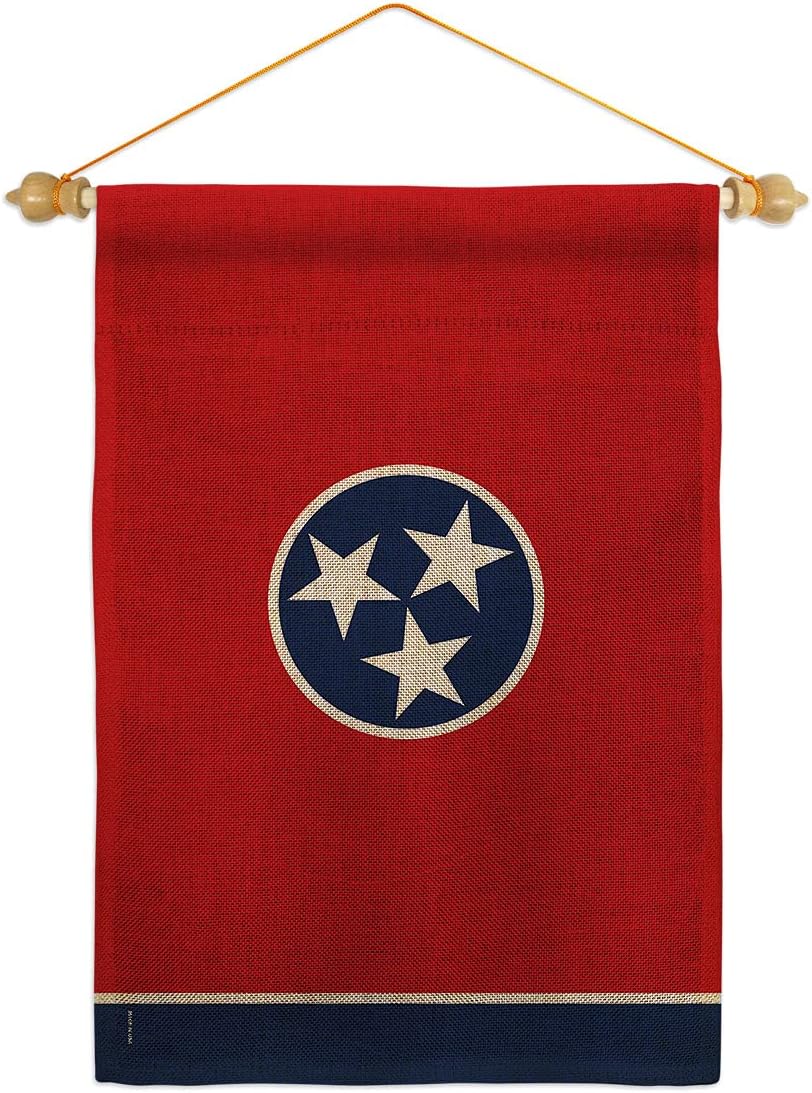 Tennessee Garden Flag Set Wall Holder Americana States USA American Territories Republic Country Particular Area Small Decorative Gift Yard House Banner Double-Sided Made In 13 X 18.5