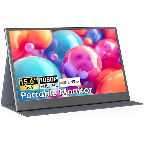 15.6 Inch Portable Monitor - FHD 1080P IPS Anti-Glare Screen, Dual USB-C/HDMI, Built-in Speakers, VESA Mount - Laptop Screen Extender for Travel, Work, Gaming with Plug & Play