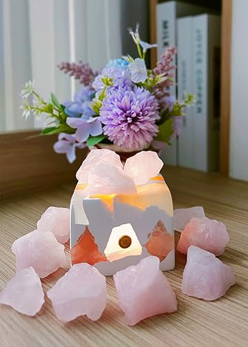 Miniatura 4 de Luckeeper Cristales en bruto a granel de 0.5 libras de cuarzo rosa crudo, piedras curativas para pulir, envolver con alambre, Wicca Reiki