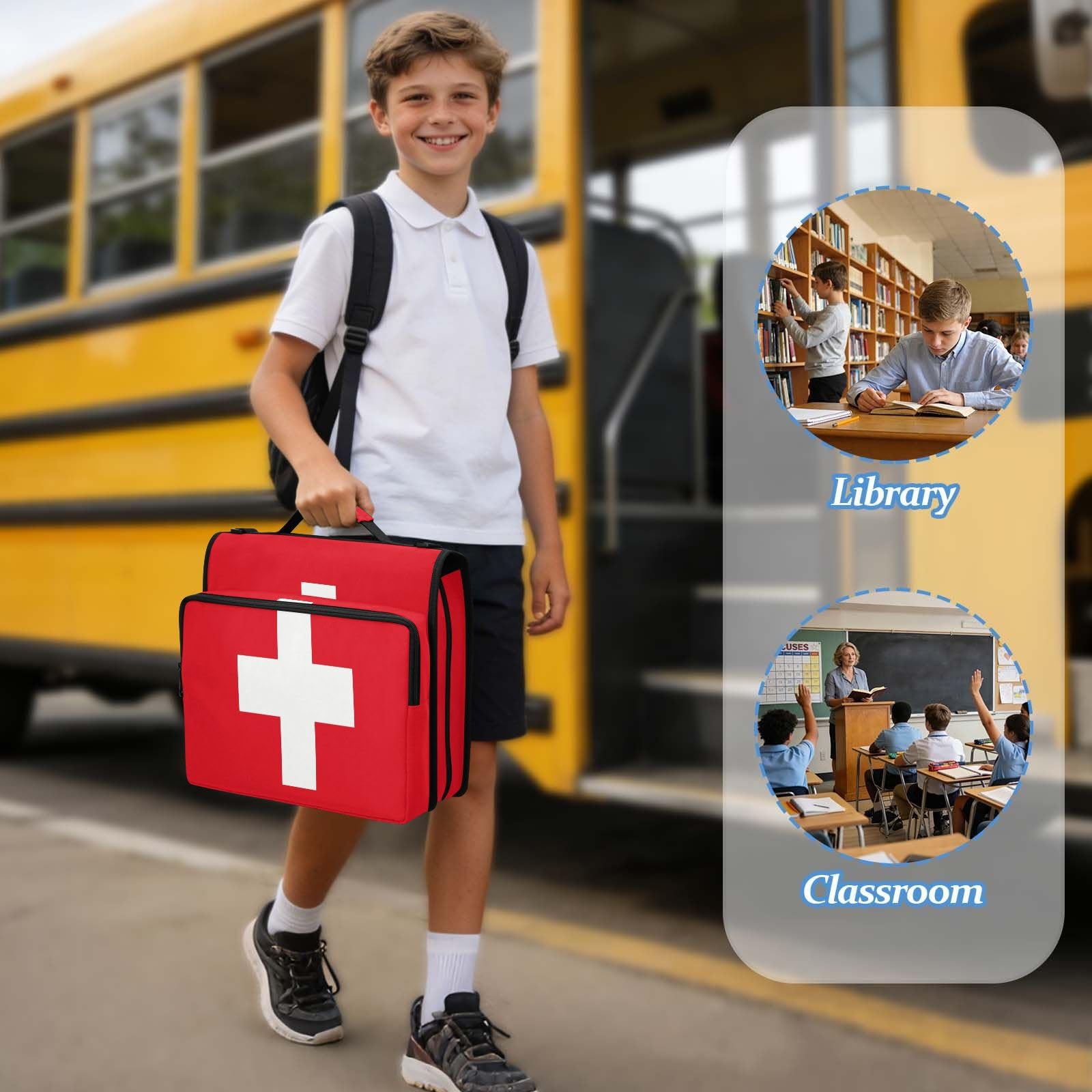 Bolsa de carpeta de 3 anillos con cremallera resistente al agua, organizador de portafolios impreso completo con anillos de 2 pulgadas, se adapta a laptop de 14 pulgadas para escuela, oficina, bandera