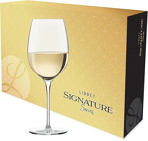 Libbey Signature Kentfield All Purpose Wine Glasses Set of 4, Red and White Long Stem Wine Glasses, Curvature Wine Glass Gift Set for All Occasions