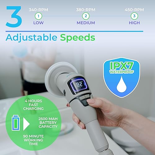 Miniatura 3 de SpinWiz 2025 Modelo 10 en 1 - Limpiador eléctrico giratorio con 10 cepillos reemplazables  Cepillo giratorio para limpieza  Batería mejorada