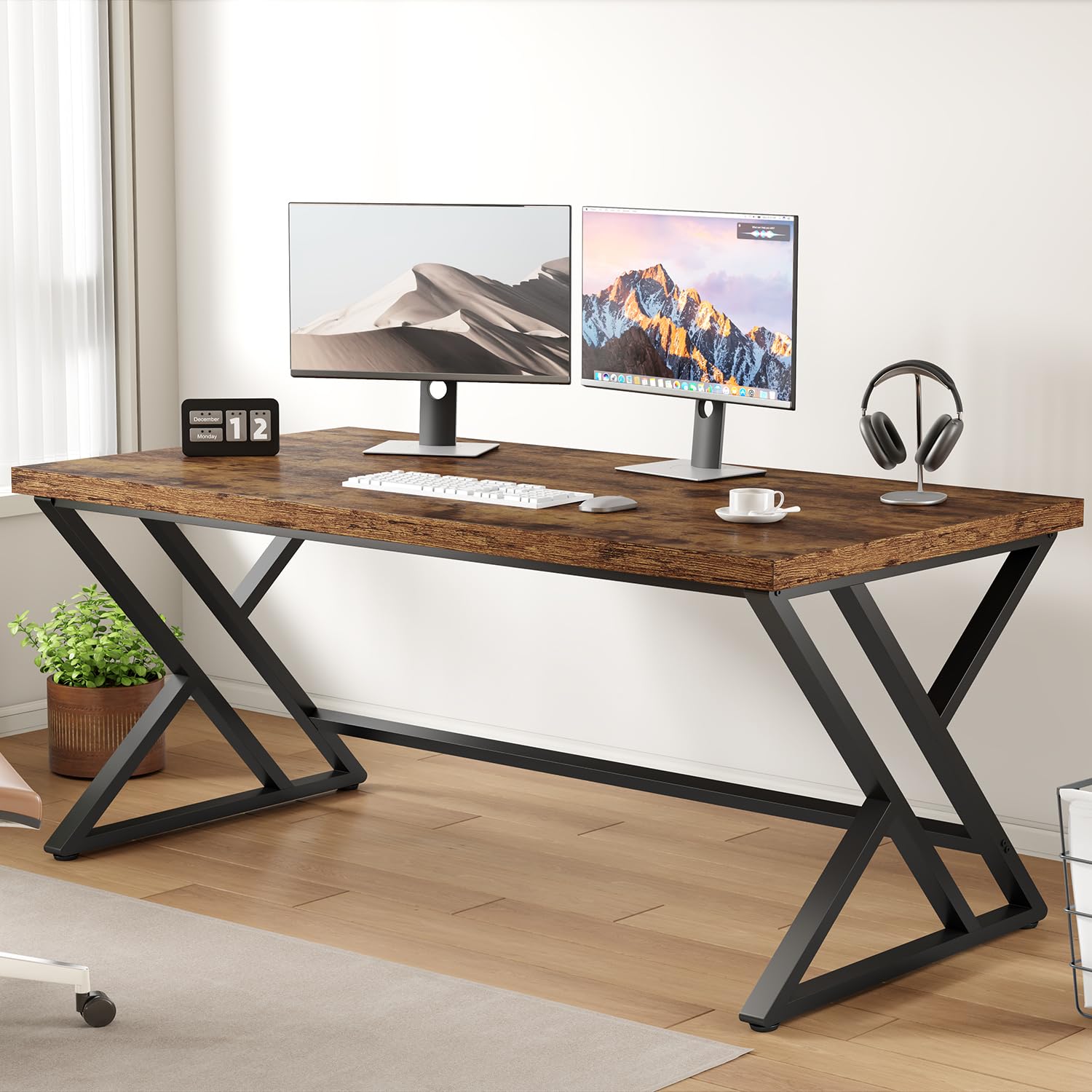 LVB Scrivania moderna grande di colore chiaro per casa, ufficio, scrivania in legno, scrivania da lavoro, scrivania per computer per scrivere e studiare in camera da letto