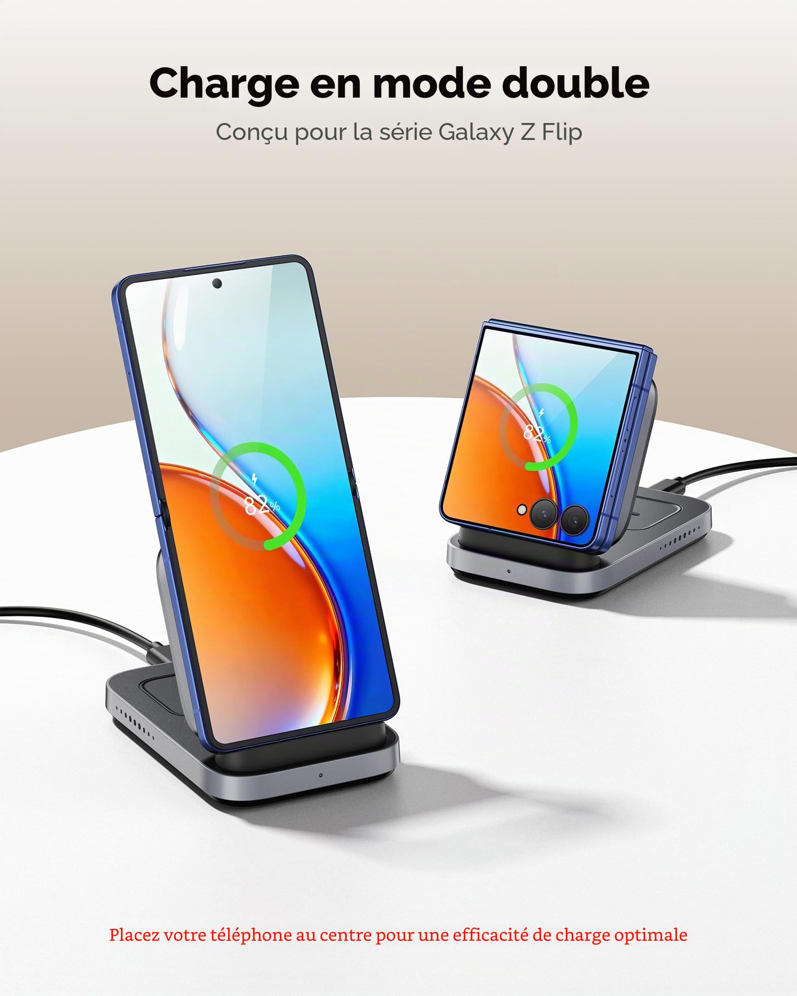 3-en-1 Chargeur Induction pour Samsung Z Flip 8/7/Galaxy Watch 8/Ultra/7/6 | Station de Charge pour Z Flip 6/5/Moto Razr 70/60, Chargeur sans Fil pour Galaxy Watch, Pliable pour Voyage, Sans Adaptateur