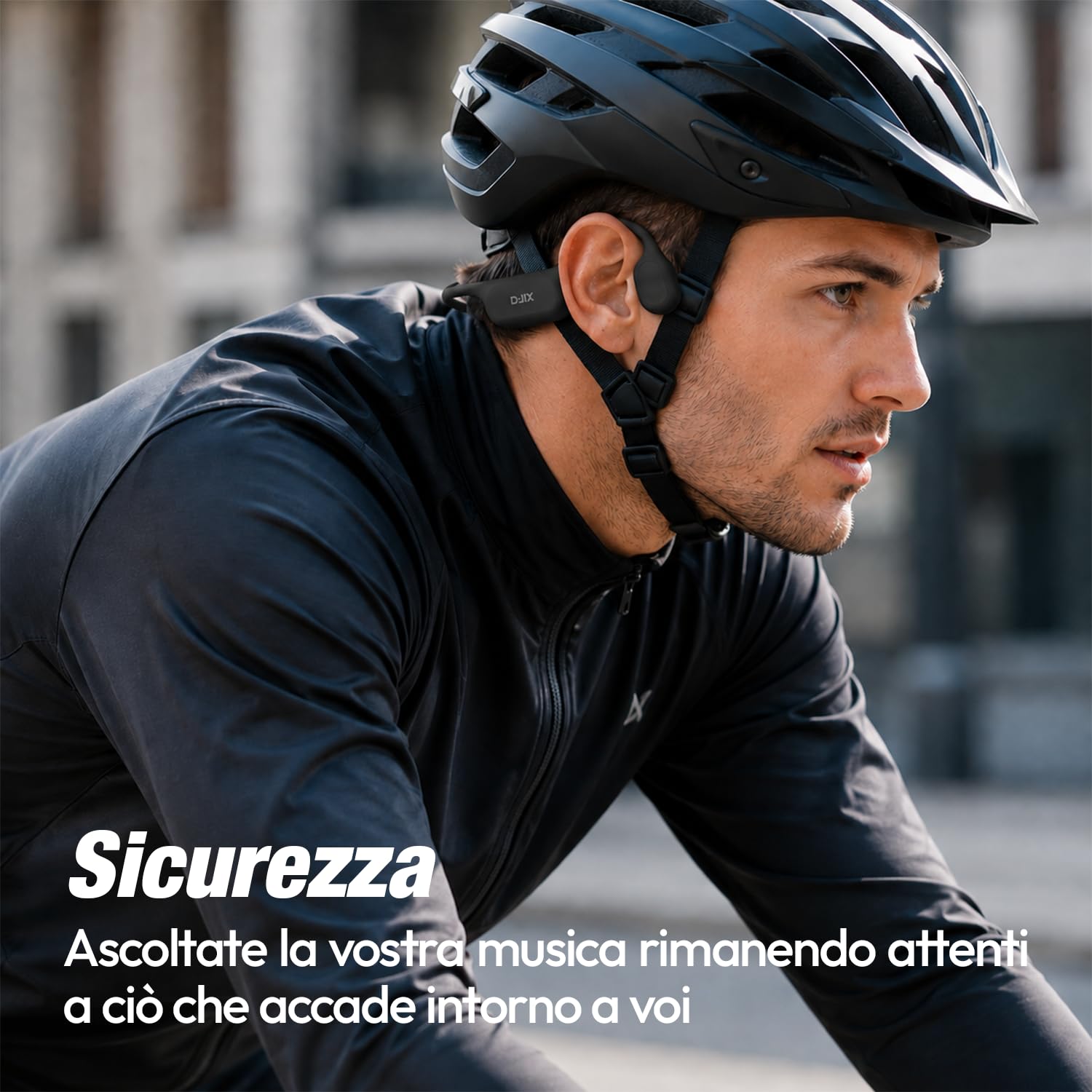 D-JIX Triton 600 - Auricolari Bluetooth 6.0 e MP3 32 GB | Impermeabile IP68 | Autonomia 15h | Ricarica Rapida | Microfono Integrato | Ideale Sport & Lavoro (Black)