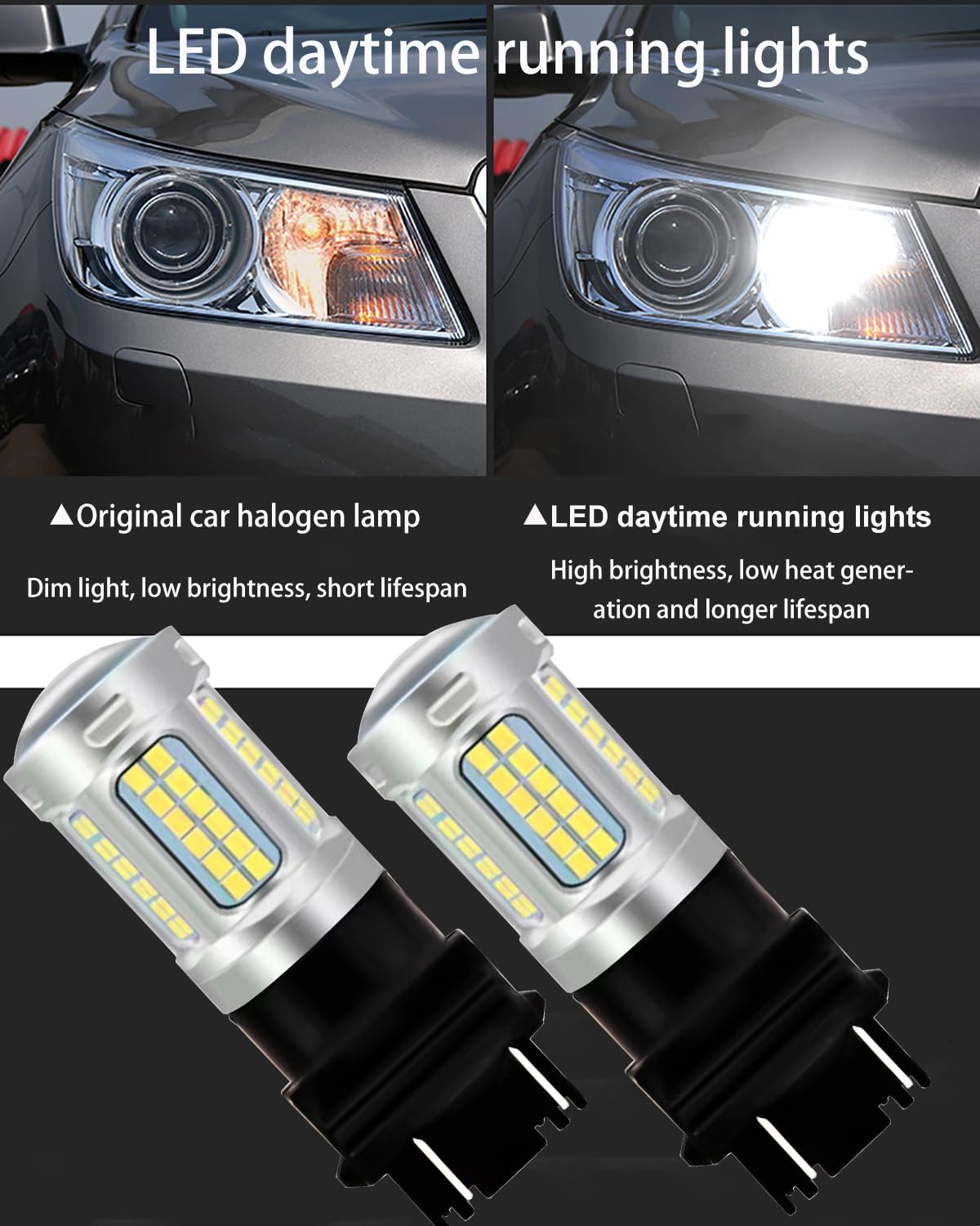 Ltshin 3157 LED Bulb for Reverse Lights, Super Bright Low Power 3157 4157 3057 3156 12V LED Bulbs for Back Up Reverse Lights and Tail Brake Parking Lights (2PACK White)