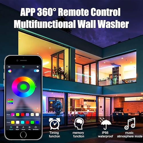 Miniatura 2 de Luz de inundación LED RGB de 48 W, barra de luz de arandela de pared con control remoto y memoria de sincronización de control de aplicación, IP66