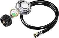 DOZYANT 3FT Propane Regulator Hose with Tank Gauge QCC1 Universal for Grills, Heaters, Fire Pits - 3/8" Female Flare, Safety Certified