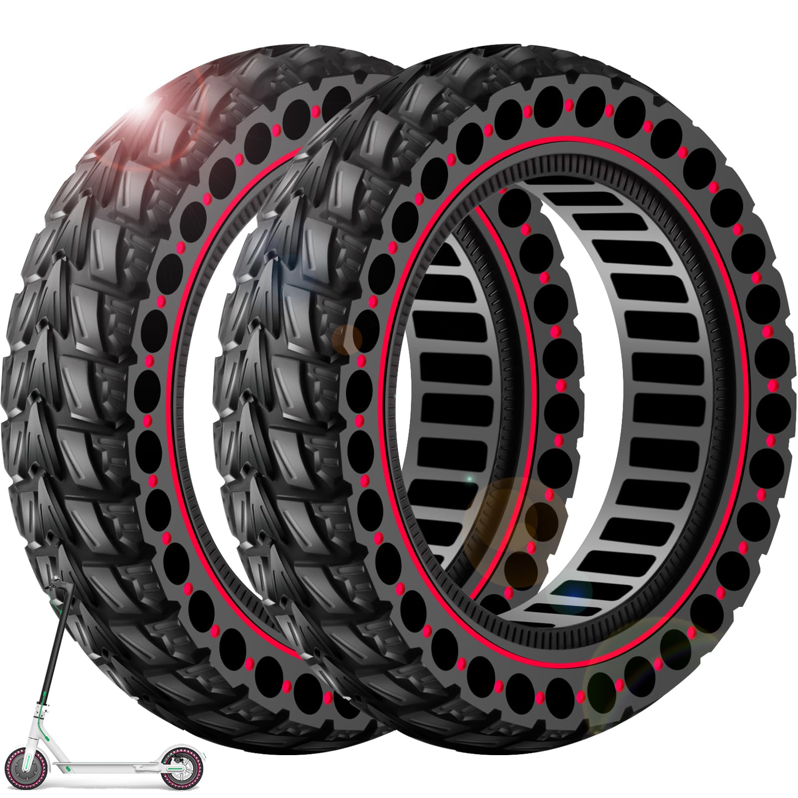 10x2.125 Scooter Tire 2-Pack Solid Rubber Tires For Segway Max G2/G30 ...