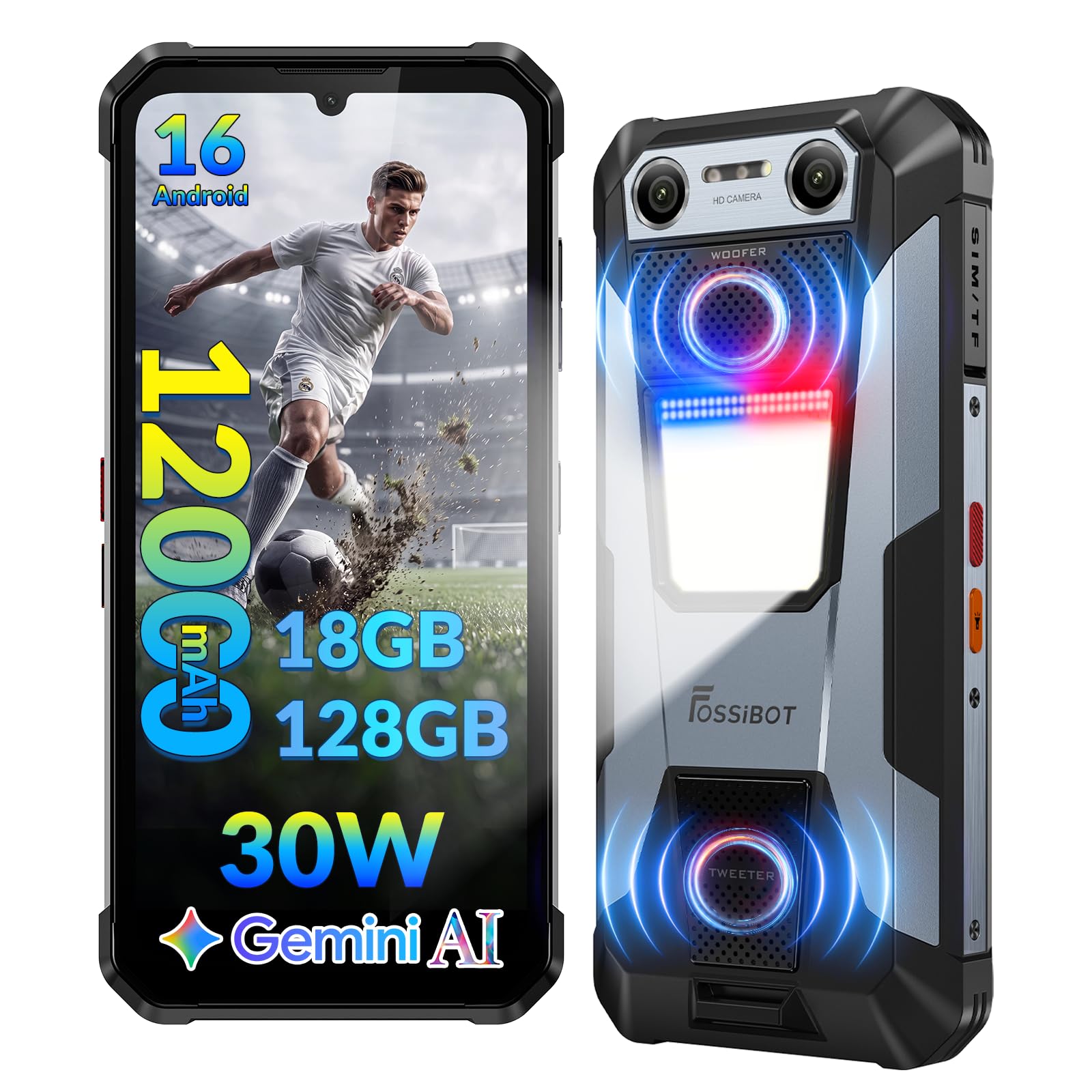 Amazon.com: FOSSIBOT F106 Plus Rugged Phone 2026, 12000mAh/30W