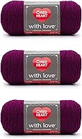 Vista 22 de Red Heart with Love - Hilo de seda de maíz, paquete de 3 unidades de 6.98 oz/7 onzas, acrílico, 4 medianos (peinado), 370 yardas, tejido/ganchillo