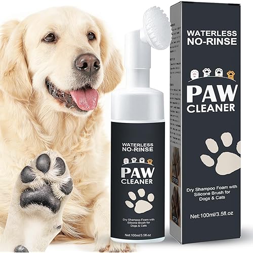 Dog Paw Cleaner, No-Rinse Paw Cleaner for Dogs & Portable Brush Head, Puppy Paw Cleaner Foam for Dog, Cats, Pets, No Artificial Fragrances, 100 ML