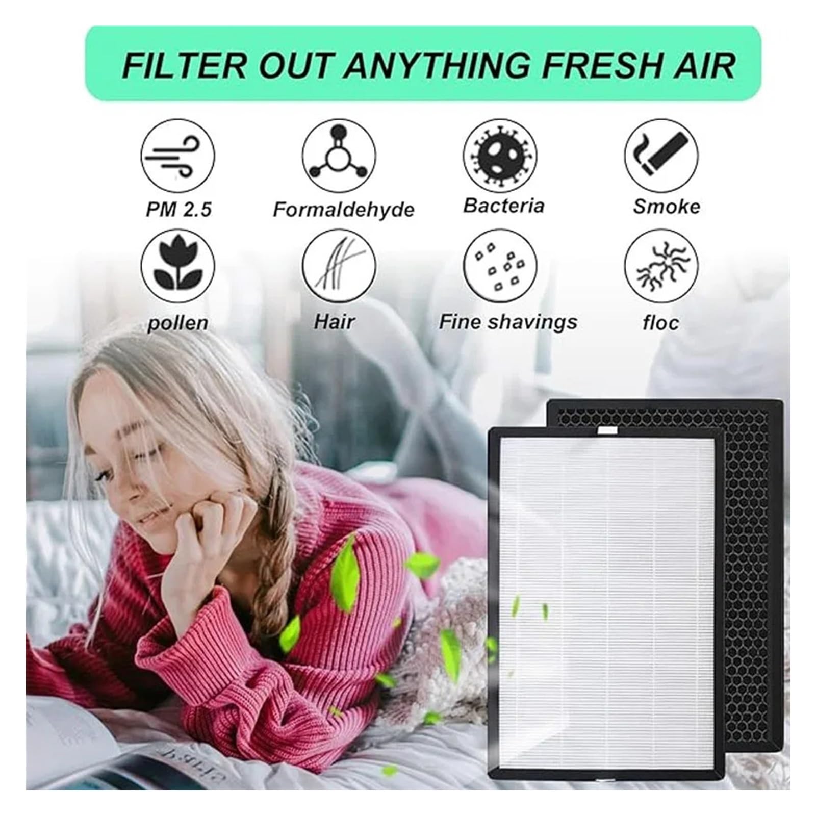 Filtro De Carbón HEPA FZ-D60HFE FZ-D60DFE FZ-G60MFE, For KC-G61R | Compatible Con Purificador De Aire Sharp, Alta Eficiencia, Bajo Nivel De Ruido Y Larga Duración.(1 SET Filter)