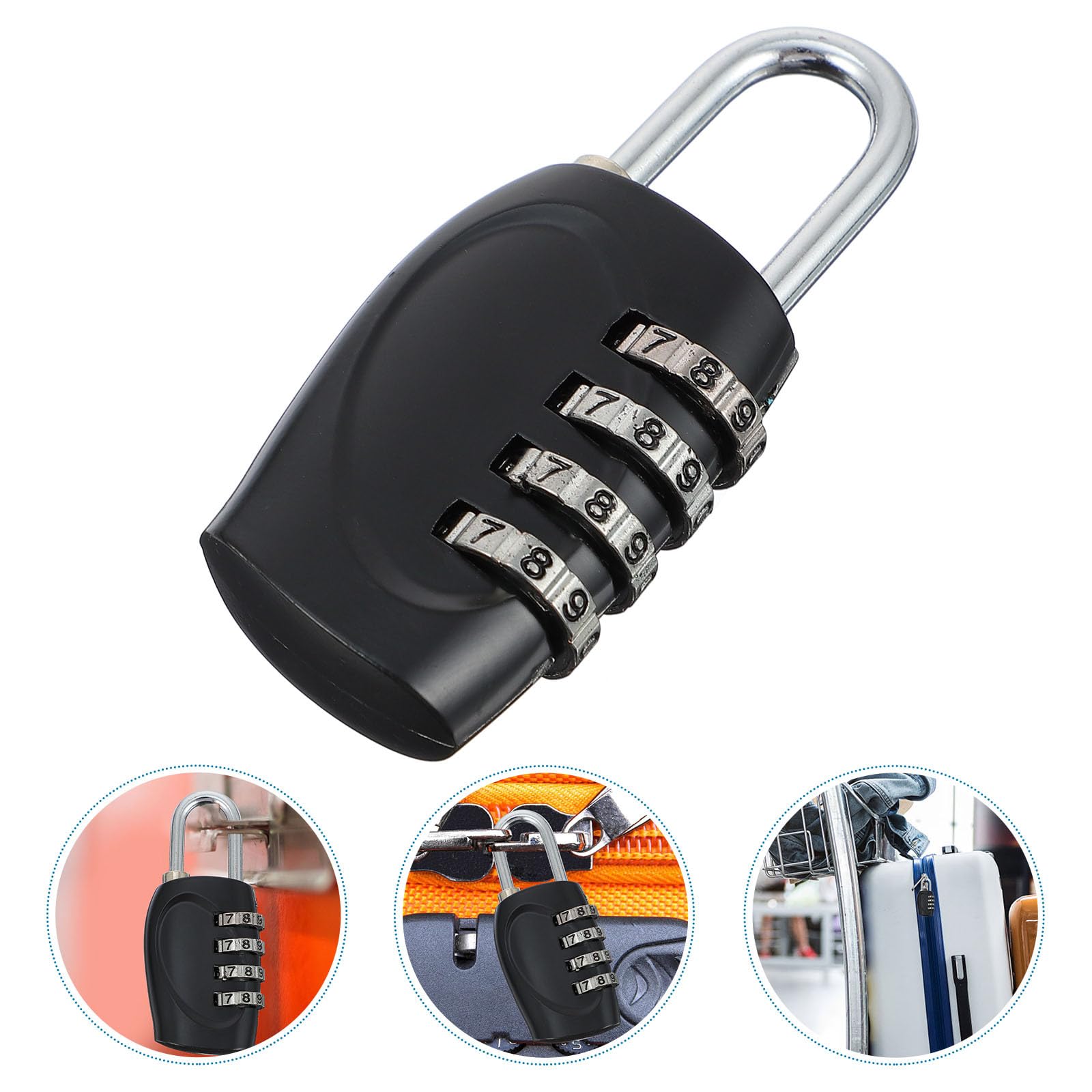 Lot de 6 cadenas à combinaison à 4 chiffres pour l'extérieur, serrure de porte, serrure de valise, serrure de voyage pour l'école, la gym, le sport, casier, clôture, boîte à outils, étui, moraillon de