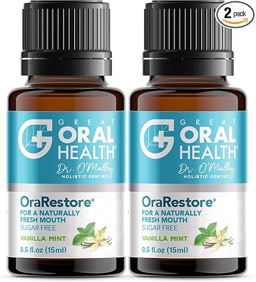 OraRestore Bad Breath Treatment for Adults Halitosis: Dentist Formulated Oral Rinse Concentrate Tooth Oil Liquid Toothpaste, Fresh Breath Mouthwash for Dry Mouth, Oral Care, Healthy Gums, Teeth -2pack