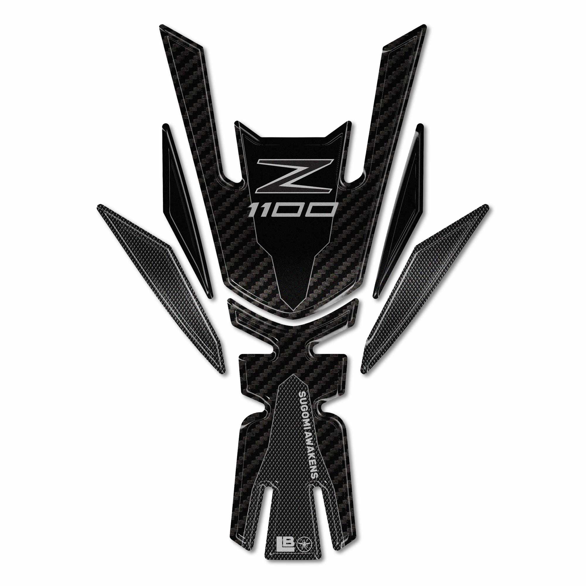 LABELBIKE - Autocollant 3D Protège-Réservoir Moto Protection et Décoration en Résine Compatible avec Kawasaki Z1100 2026 Couleur Grise