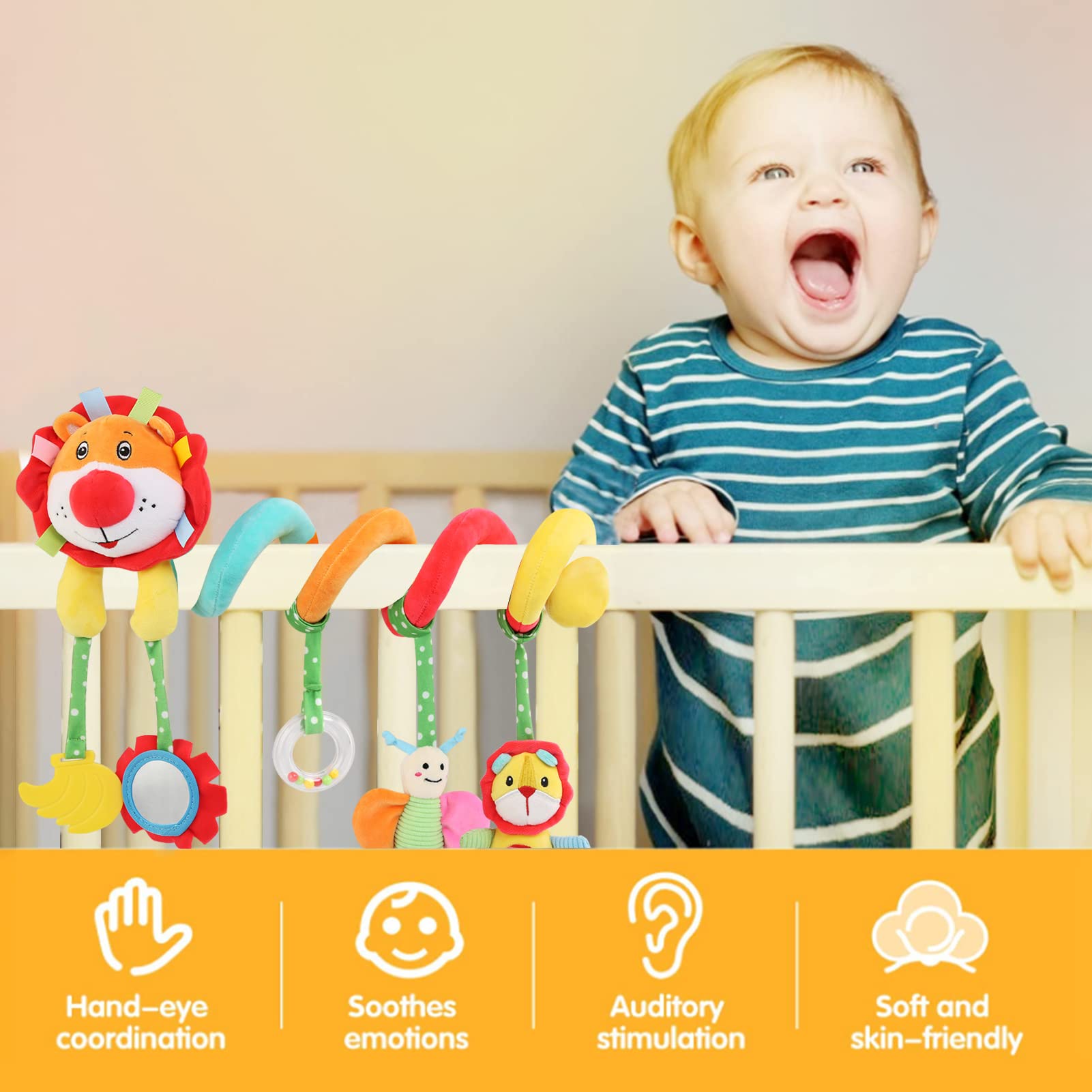 Spirale Giocattolo Per Passeggino Ballery - Con Sonagli E Animaletti, Lion - Foto 10