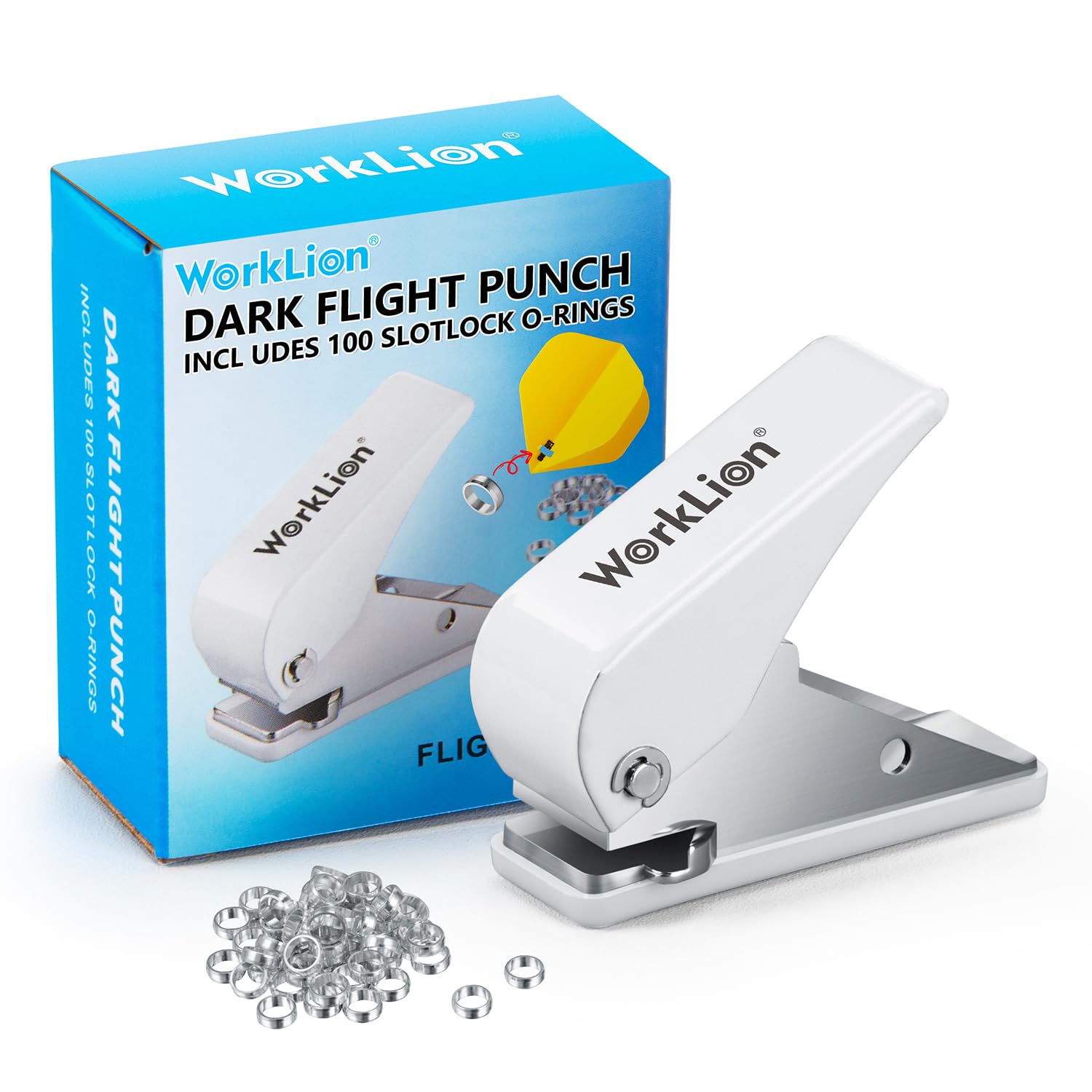 WORKLION Dart Flight Punch Kit –1 Portable Dart Flight Puncher With 100 dart O Rings Lightweight Darts Accessories Flights For Dart Shaft