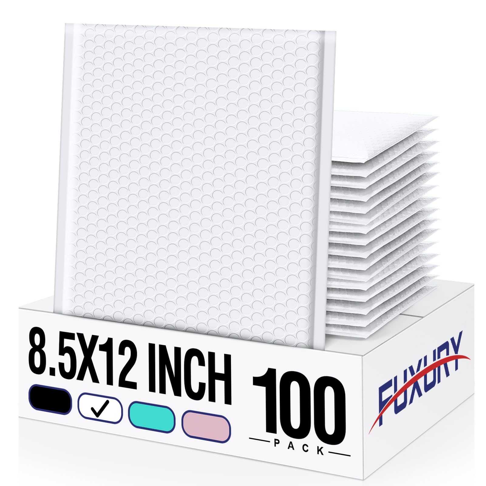 Fuxury White Bubble Mailers 8.5x12" Padded Envelopes 100 Pack Bulk