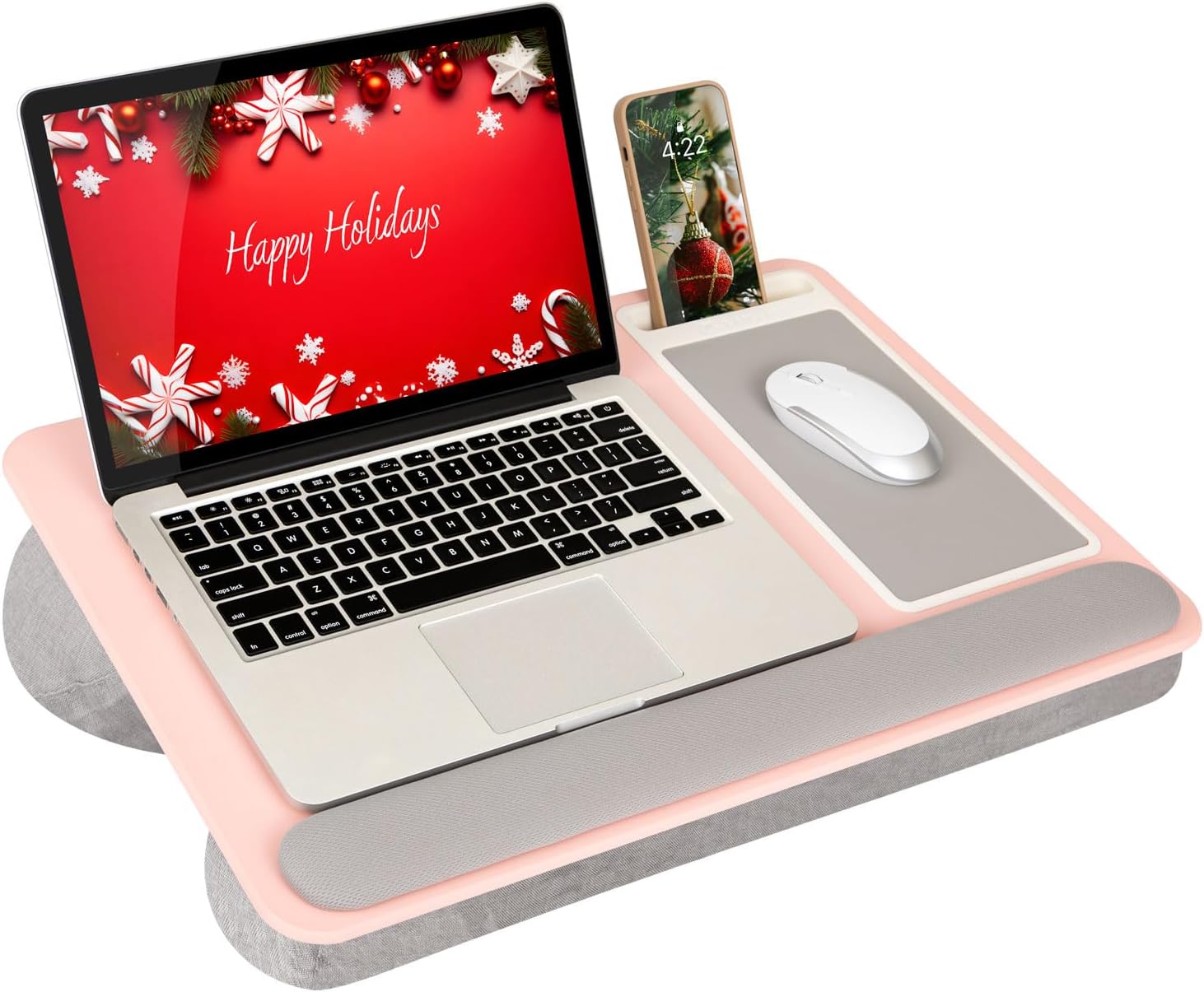 LAPGEAR Home Office Pro Lap Desk with Wrist Rest, Mouse Pad, and Phone Holder - Pink - Fits up to 15.6 Inch Laptops - Style No. 91604