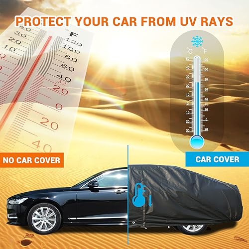 Miniatura 5 de Tecoom Funda impermeable para automóvil para todo tipo de clima, forro polar grueso para automóviles con cerradurapuerta con cremallera, 3 capas a