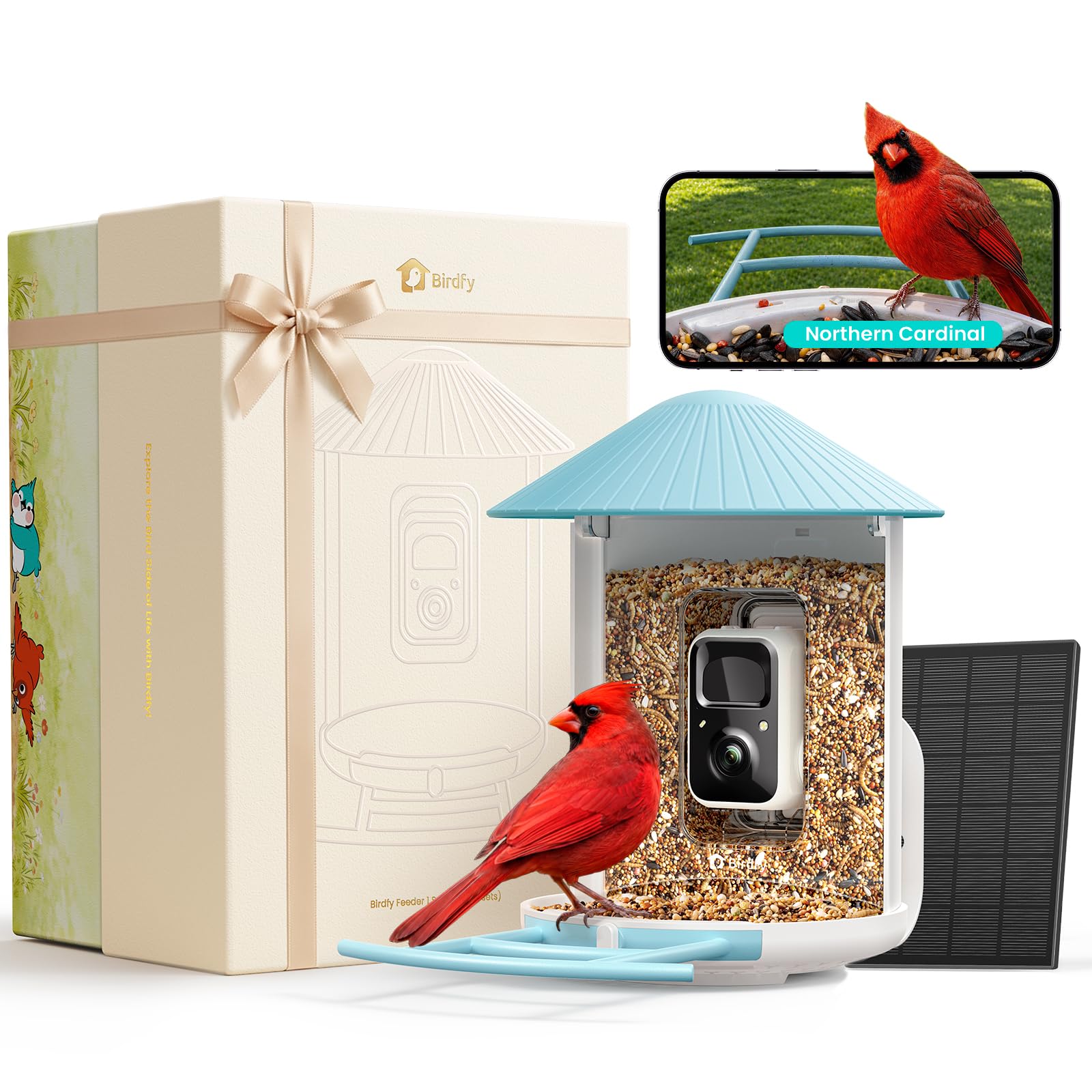 Photo 1 of Birdfy Bird Feeder with 2K AI Camera, Solar Powered, Trending Gift Idea for Mom, Dad & Bird-Lover, Wireless Smart Birdwatching with Auto-Record Videos & Notify, Great for Backyard & Outdoor Use