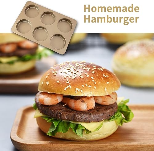 Miniatura 4 de Paquete de 2 moldes para pan de hamburguesas, antiadherentes para pan de hamburguesas, molde para pasteles de 4 pulgadas, mini bandeja redonda para