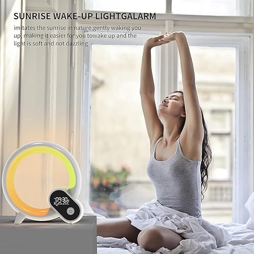 Miniatura 7 de Luz de despertador inteligente, lámpara de noche para dormitorio, reloj despertador inteligente con aplicación Bluetooth y control remoto, lámpara