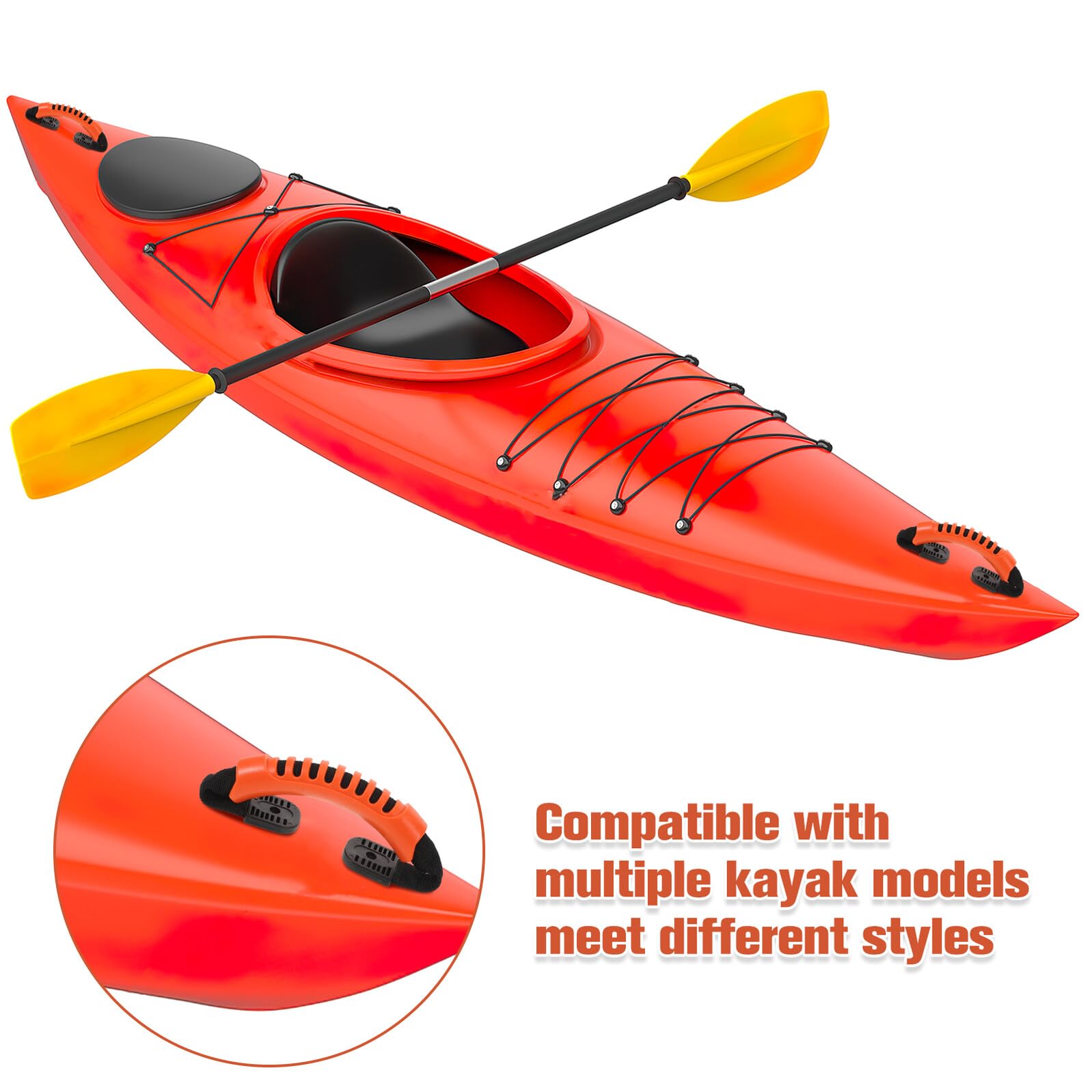 Set Maniglie per Trasporto Kayak Laterali Arancioni Kit di Sostituzione Ergonomico in Materiale Resistente Accessori per Canoa Adatti a Uso Oceano Fiume e attività Outdoor