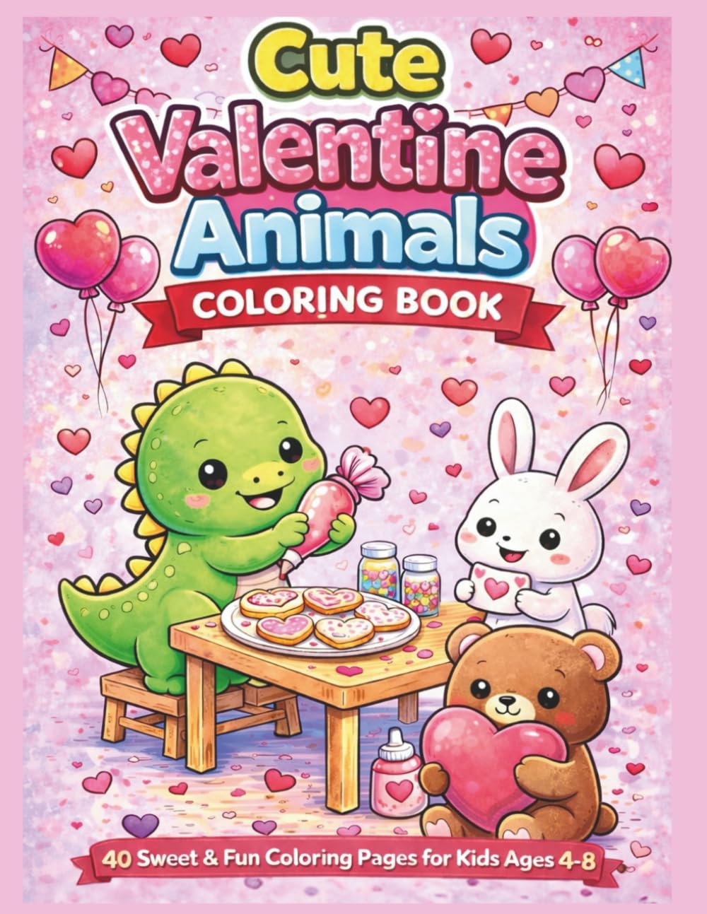 Cute Valentine Animals Coloring Book: A Fun Valentine’s Day Coloring Book with 40 Adorable Animal Pages for Kids Ages 4–8 | 8.5" x 11"