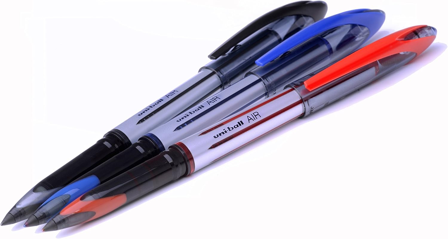uni-ball UB-188-L Rollerball Pens. Premium 0.7mm Medium Nib for Super Smooth Handwriting. Writes Like a Fountain Pen. Fade and Water Resistant Liquid Uni Super Ink. Box of 12 Red Ballpoint Pens