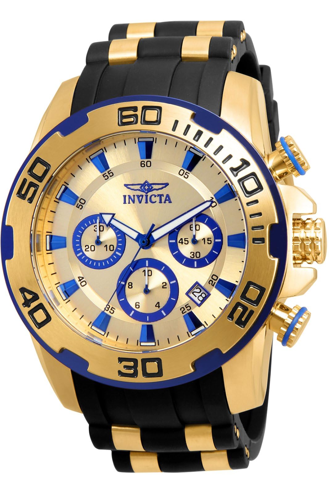 Invicta Silicone Pro Diver Analog Gold Dial Men Watch-22308, Silver Band (B01EINS0QU) Amazon Price History, Amazon Price Tracker