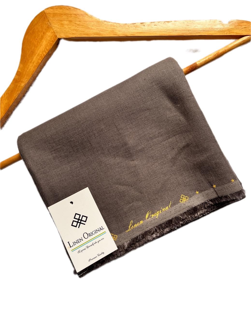 Linen Original - 100% Linen Fabric for Shirting and Kurti - 1.6 Meter - 44 LEA (Quantity - 1) (Dark Grey, M)-image-33
