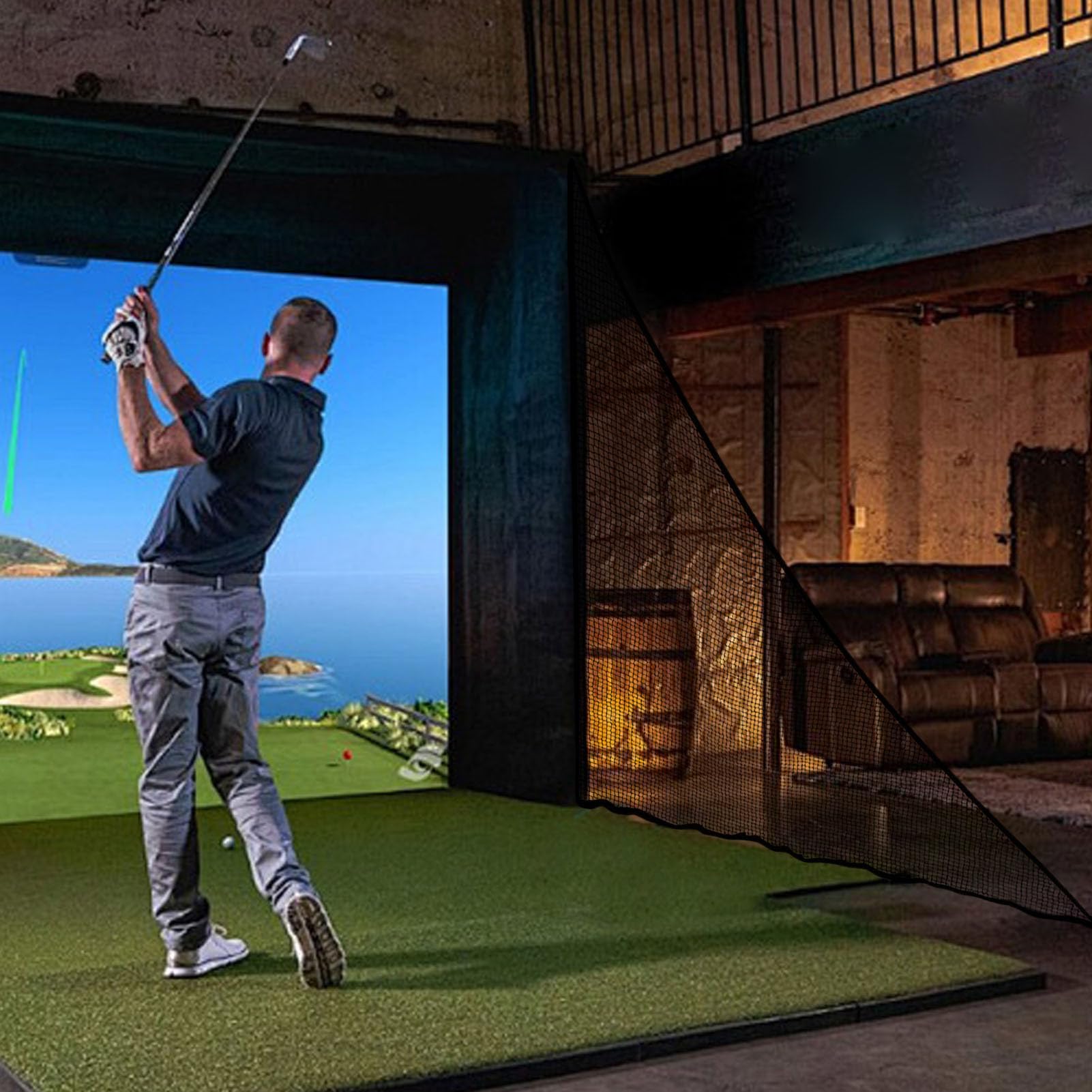 Rete anti-shank di pratica da golf | Rete laterale di allenamento di golf 2,1 x 2,1 m - Barriera di allenamento swing per golfisti donne uomini adolescenti all'aperto