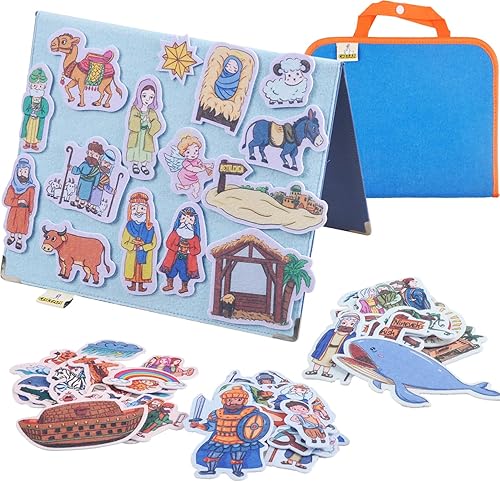 CHEFAN Juego de 4 historias bíblicas de fieltro y tablero de fieltro