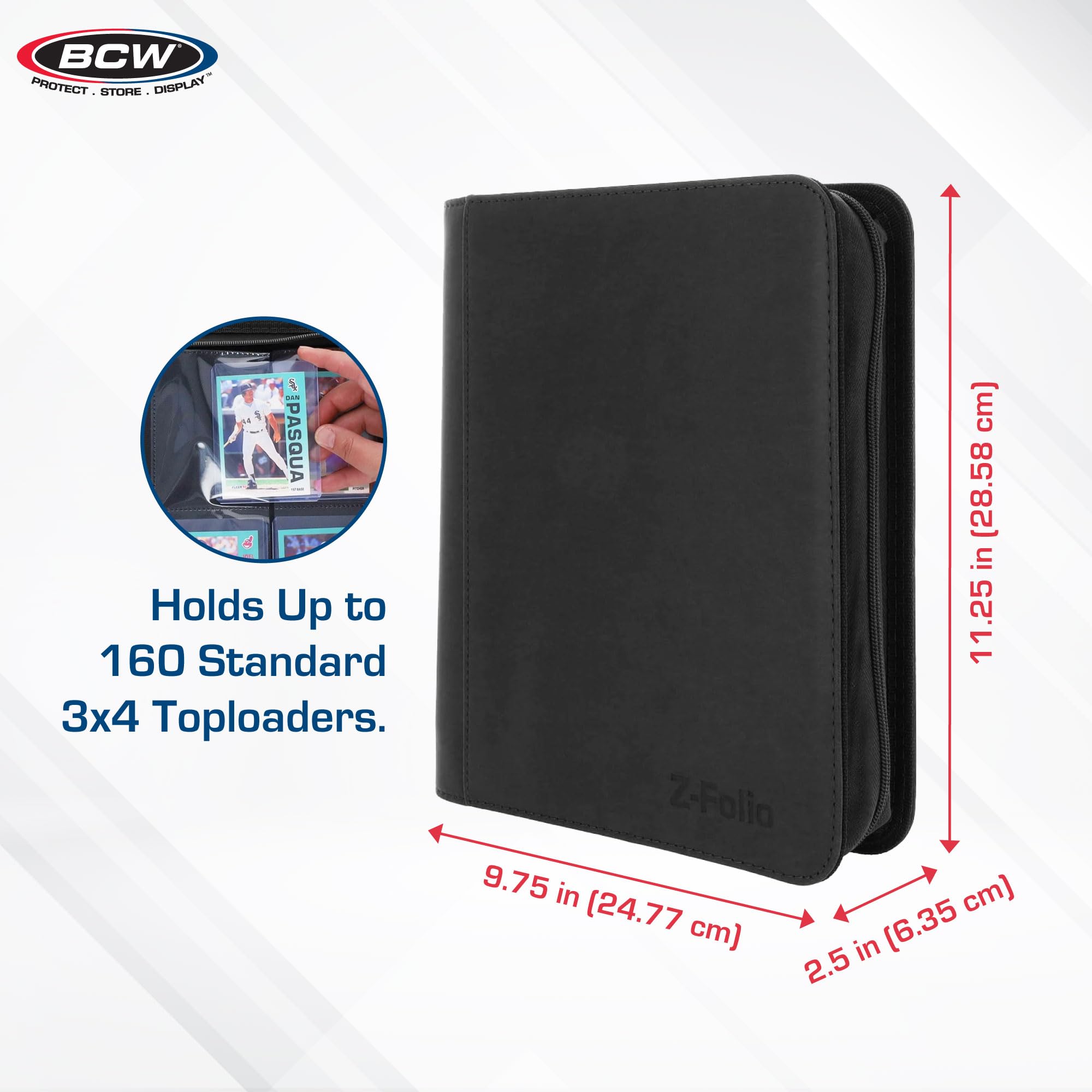 BCW Z-Folio 4-Pocket LX Album – Black | Holds 160 Standard