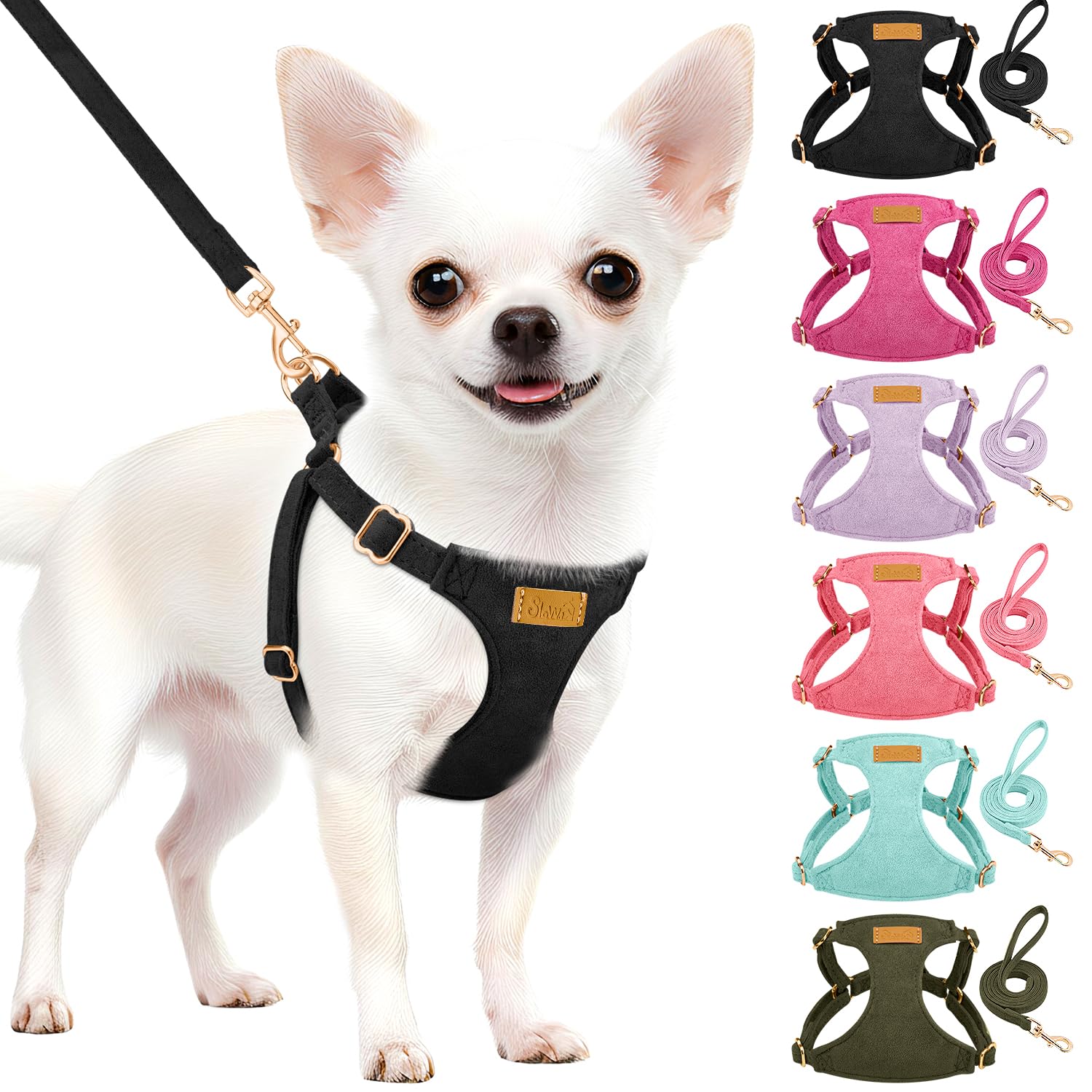 Eyein Small Dog Harness & Lead Sets, Lightweight Adjustable Soft Dog Harness for Puppy Dog, No Pull Escape Proof Breathable Easy Fit Pet Vest for Small Medium Dogs Cats(Black,XS)