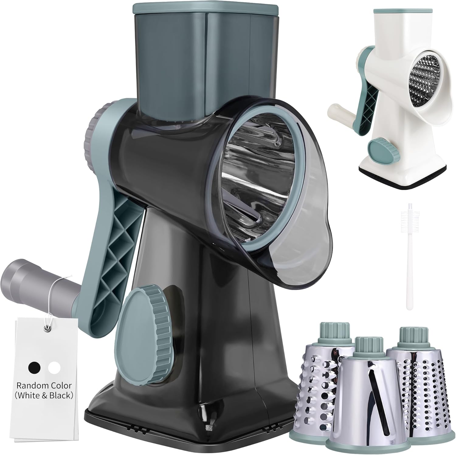 Cheese Grater Rotary Grater Sredder Stainless Steel with Vacuum Suction Base Madonline Multi Functional Kitchen Tool Perfect for Easy Shredding and Slicing ((Clear) BlackCyan) Cheese Grater Rotary Grater Sredder Stainless Steel with Vacuum Suction Base Madonline Multi Functional Kitchen Tool Perfect for Easy Shredding and Slicing ((Clear) BlackCyan)