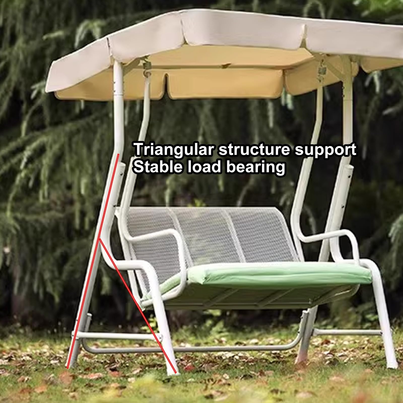 Columpio de Jardín 3 Plazas, Balancin Jardin Exterior con Dosel, Cojines y Techo Ajustable, de Hierro, Resistente 300 Kg/600 LB, para Patio, Jardín, Piscina y Patio(White)