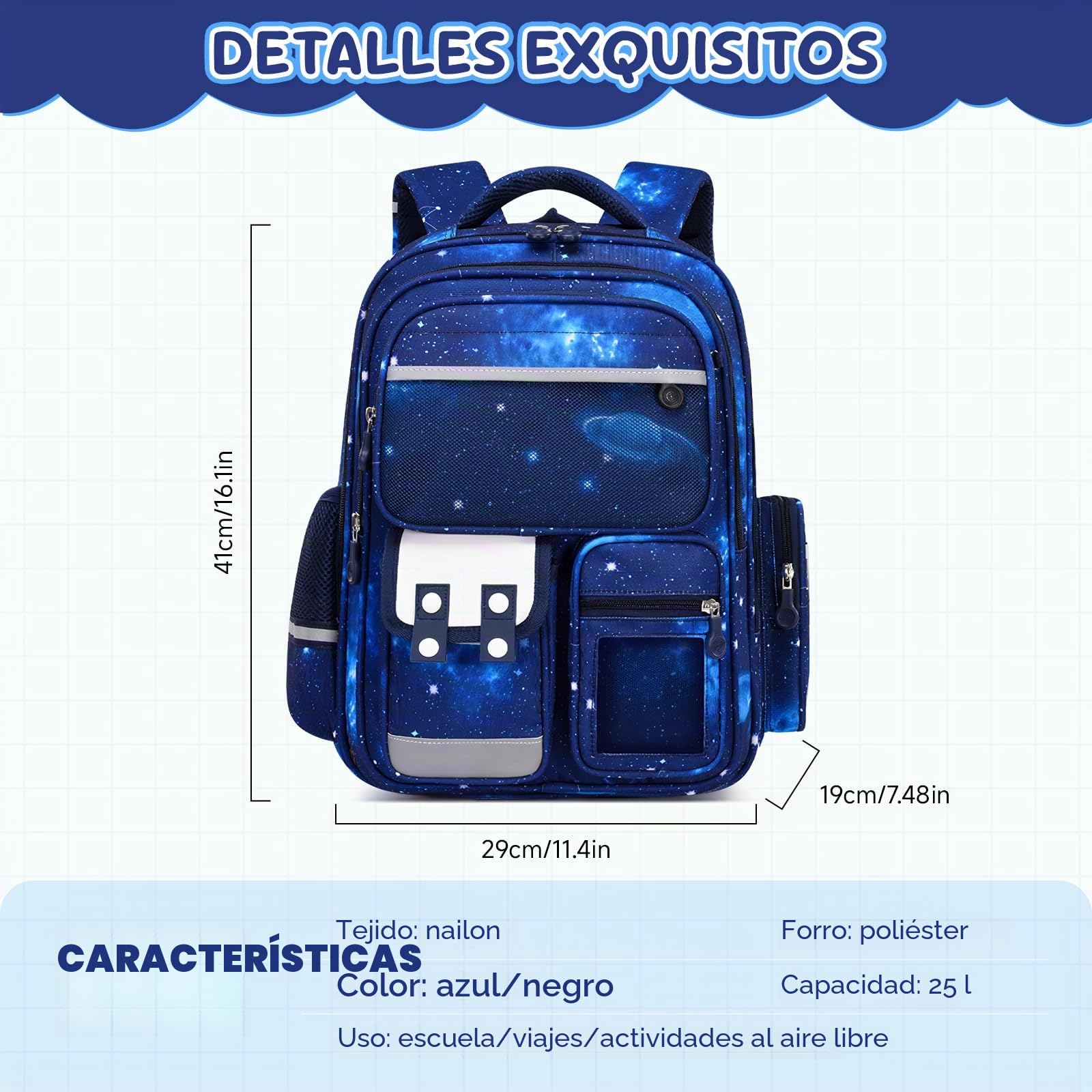 Amythe Mochila Escolar Niño 1°-5° Primaria Reflectante