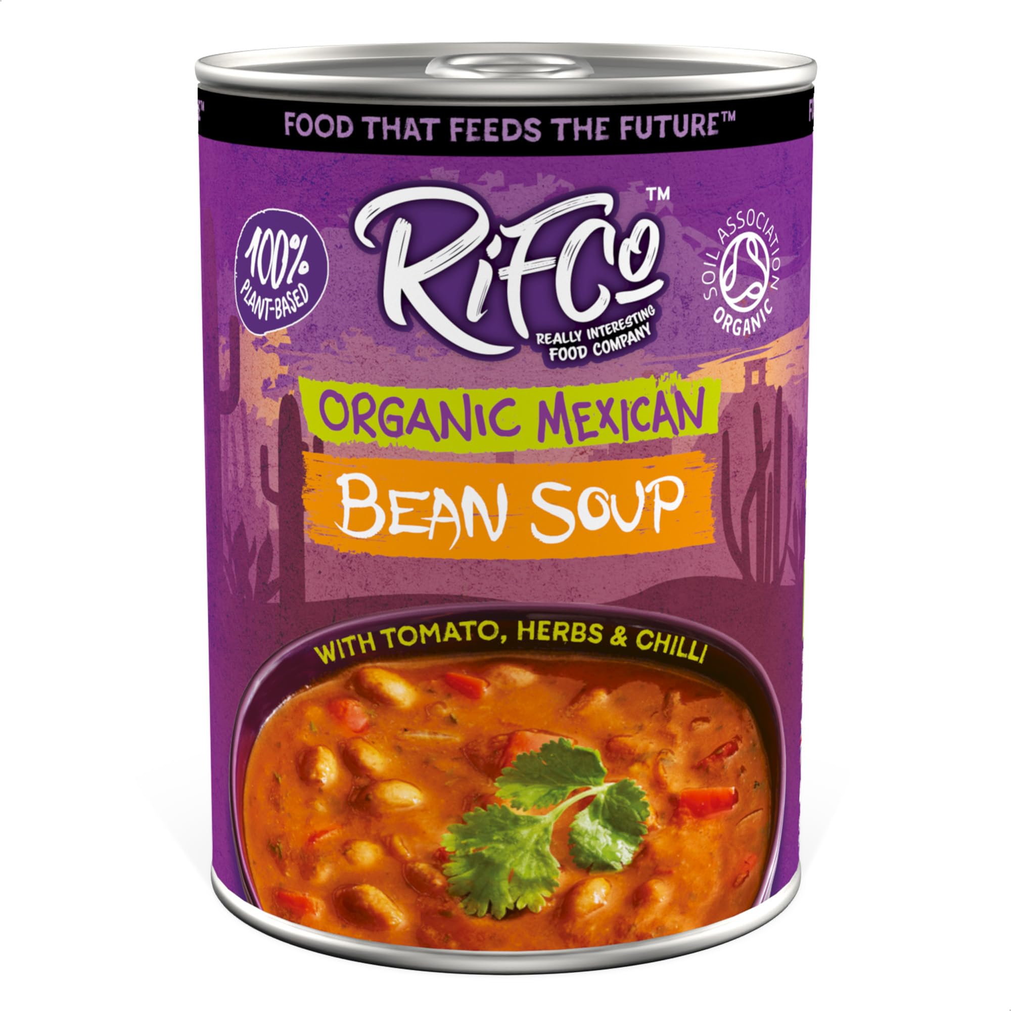 RIFCo Organic Mexican Bean Soup, 6 x 400 g Cans – Traditional Mexican-Style Soup with Tomato, Herbs & Chilli