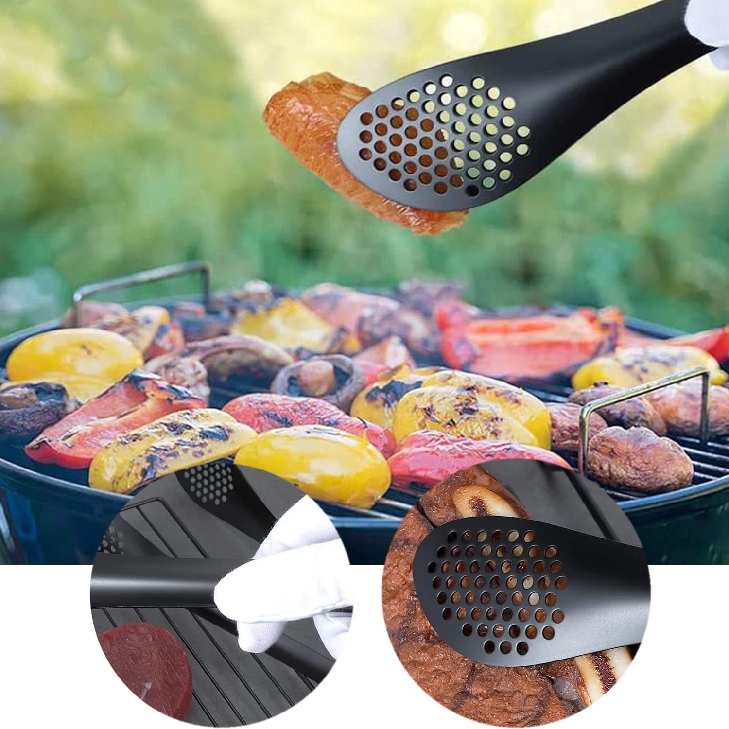 11 utensilios de servir, pinzas grandes de acero inoxidable, servidor de pasteles, ideal para banquetes, bufé, banquetes de catering, color negro