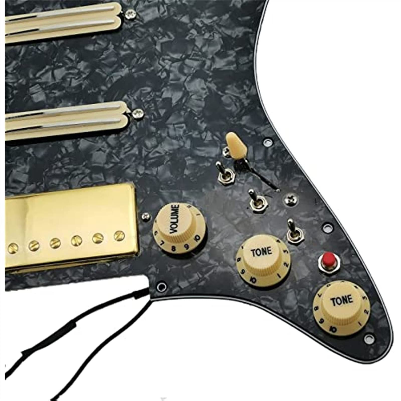 SSH Upgrade Prewired Guitar Pickguard Pickups Gold Alnico V Humbucker Pickups Zestaw Wiązek Przewodów Akcesoria gitarowe (Color : 02)