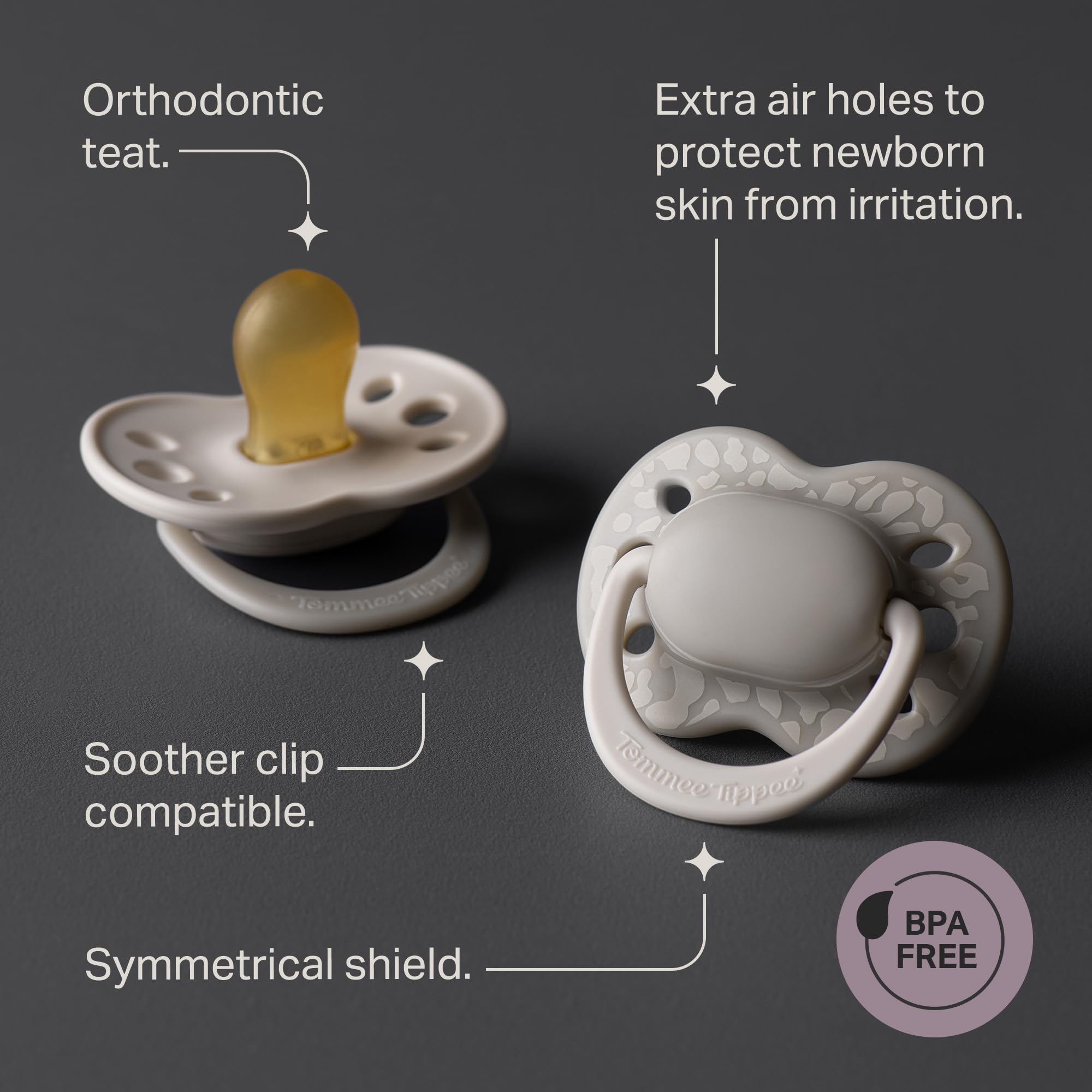 Tommee Tippee Latex Ultimate Fit Soother, 0-6m, 2 Pack, Orthodontic Dummy, Microwave Sterilising Case, Natural Latex Teat - Image 4
