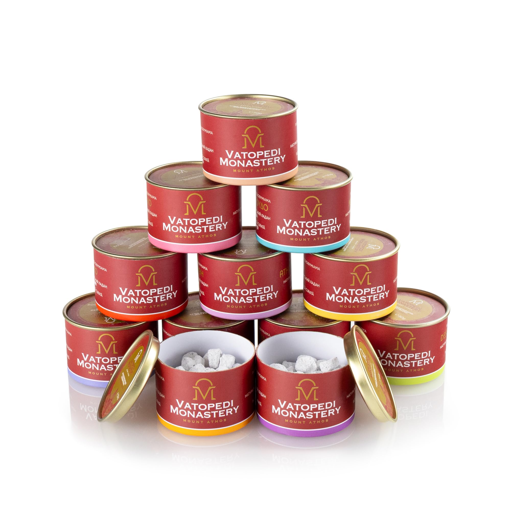 Incenso monastico puro dal monte Athos con l'autentica ricetta tradizionale 12x50g (varietà di 12 profumi)