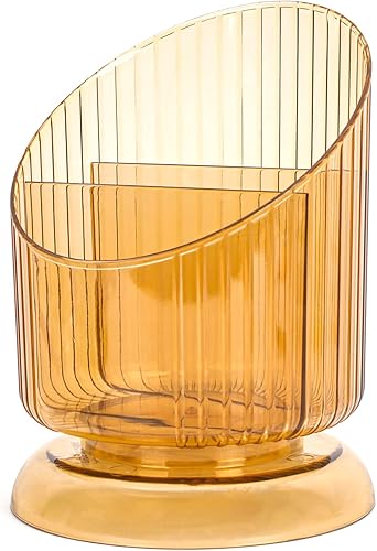 GoodSing Soporte para brochas de maquillaje, organizador de maquillaje giratorio de 360, 6 ranuras para brochas de maquillaje, portavasos para