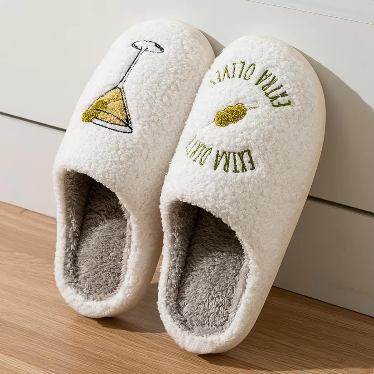 Espresso Martini Slippers for Women Men,Fuzzy Warm Martini Glasses Slippers,Funny Soft Creative Design House Shoes - Image 2