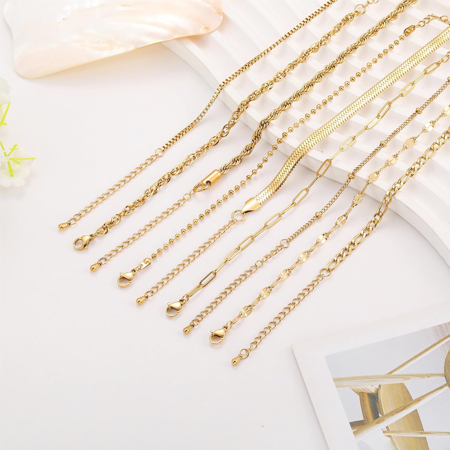 Silver and Gold Bracelets for Women Non Tarnish Waterproof Gold bracelet stack set, Adjustable 6.5"+2" Extender, Layered Bracelets for Women，Exquisite Jewelry Gift - Image 6