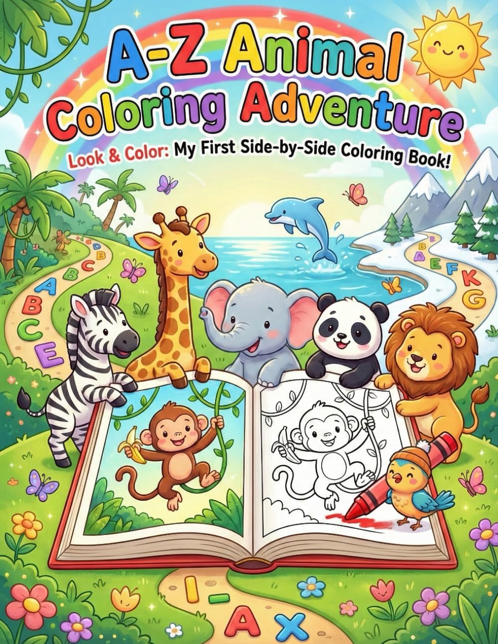 A-Z Animal Coloring Adventure: Look & Color: My First Side-by-Side Coloring Book!