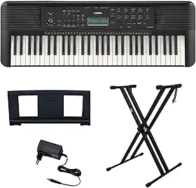 Kit Teclado Arranjador 61 Teclas PSR E283 com Fonte Bivolt e Suporte em X
